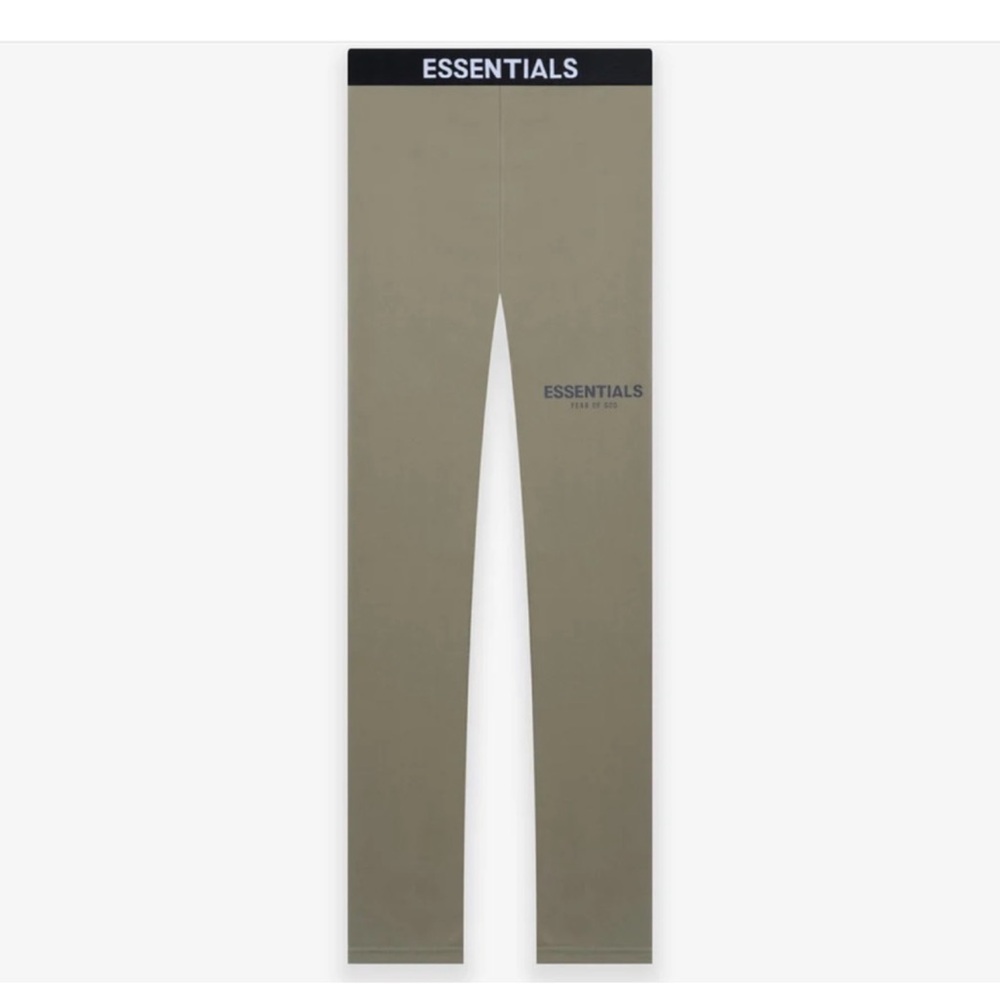 Essentials Khaki Leggings with Logo Waistband
